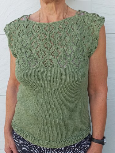 Strickanleitung Sommertop XS bis XXL, tolles Ajourmuster, Schulterschnürung