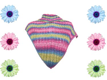 Knitting pattern lace triangular scarf Keikai