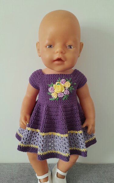 Häkelanleitung Kleid "Sofia" für Baby Puppen 42 - 44 cm - Bild 6