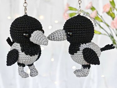 Hooded Crow Amigurumi — Crochet Bird Pattern — Handmade Keychain