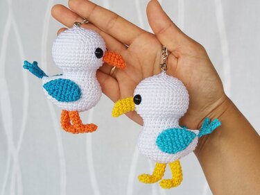 Baby Seagull Keychain Crochet Pattern