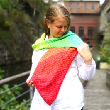Baskional Scarf, diagonal reversible knitting pattern