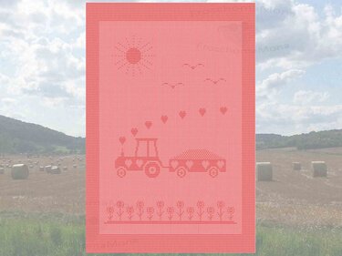 Babydecke Motivdecke „Traktor“ Strickanleitung Kinderdecke Kinderwagendecke