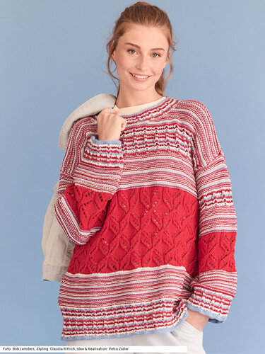 Pulli mit Ajour- und Hebemaschenmustern