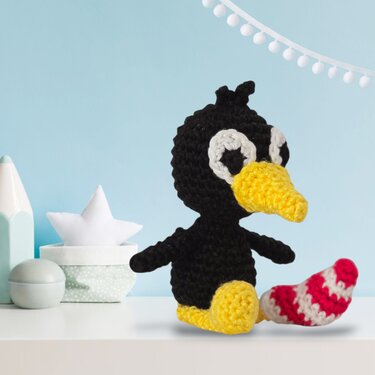 PDF-Anleitung Schlüsselanhänger Rabe mit einer Socke - Häkeln