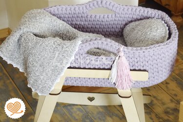 + ANNI + Inner set for doll's Moses basket, moon pillow, mattress, blanket - Image 5