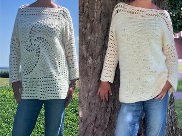 Zauber mit unterschiedlich hohen Maschen - Pullover - Häkelanleitung