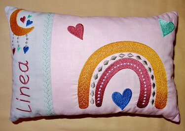 Stickdatei - Regenbogen Mond Boho Kissen und Lätzchen SET ITH - Sticken