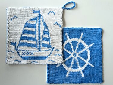 Pot holders "Sea Love 2.0" - Double sided knitting pattern - Image 2