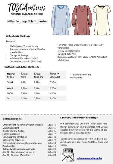 Schnittmuster Kleid Lucy Gr. 34-54 Damenkleid A-Linie mit Ärmelvarianten - Bild 10