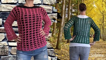 Pulli oder Shirt Solaine - Lochmusterpulli Lochmustershirt Cropped Pulli