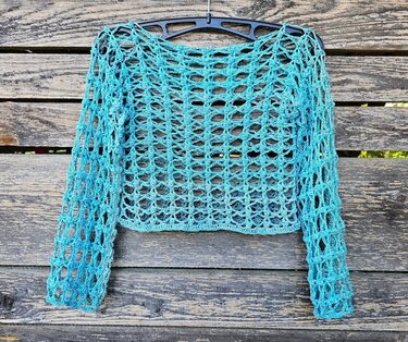 Pulli oder Shirt Solaine - Lochmusterpulli Lochmustershirt Cropped Pulli - Häkeln