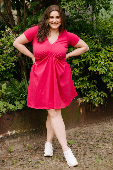 Jersey Kleid Schnittmuster Damen XS-XXXL Sommerkleid Minikleid kurze Ärmel - Nähen