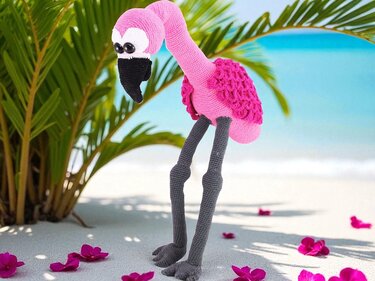 Großer flauschiger Flamingo - Häkelanleitung