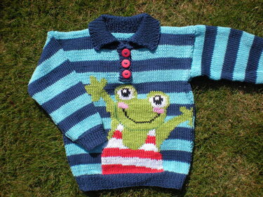 Sweater 2 Sizes- Frog Motiv - Knitting pattern