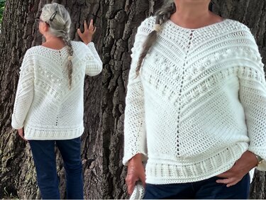 Skipullover „Schneefall“ von oben nahtlos - Häkelanleitung