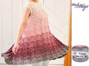 Ärmellose Stricktunika in Hellrosa bis Grau mit filigranem Lochmuster