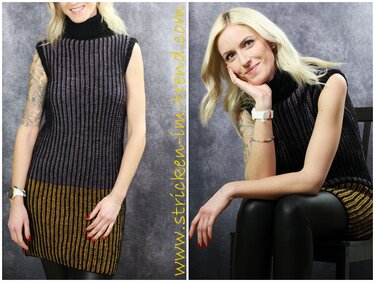 Knitting Pattern for a Sleeveless Dress in 3 Colors | Dress ItalyWool #2
