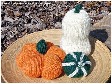 Strickanleitung für dreierlei Kürbisse | Halloween#Deko #01 Pumpkins