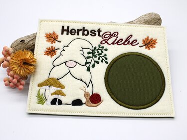 Stickdatei Mugrug Untersetzer Herbst Wichtel ab 13x18cm - Sticken