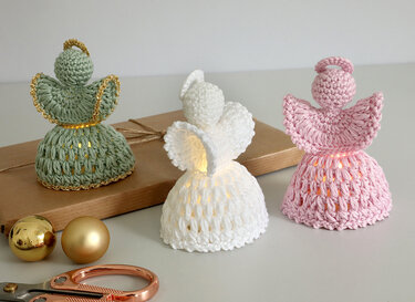 Angel “Solina” – Christmas Angel, Table Decoration, suitable for LED Light - Crochet