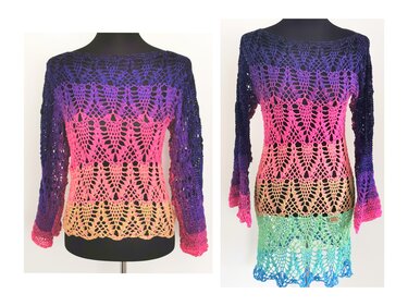 1-Bobbel-Pulli/Kleid Citrina, keine Nähte, Häkelanleitung