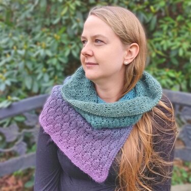 Prisca Cowl, Snood, Lace, knitting pattern