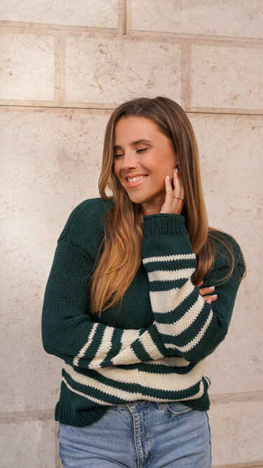 Pullover mit Streifen mit Rundstrickmaschine addiExpress Kingsize kurbeln - Bild 7