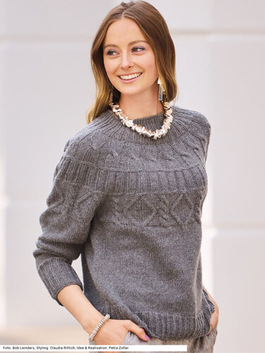 Pulli mit Zopfmuster-Passe - Stricken
