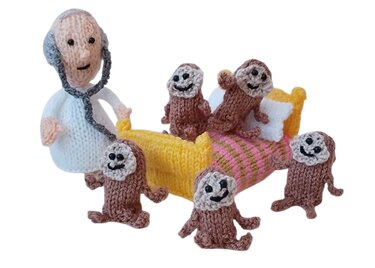 TeaCosyFolk's Five Little Monkeys Jumping On The Bed Play Set - Knitting