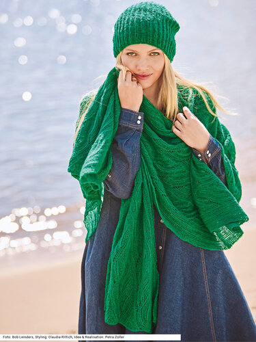 Poncho im Ajourmuster und Patentmütze - Stricken