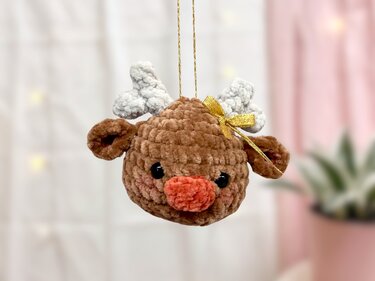 Häkelanleitung Weihnachtskugel Rentier