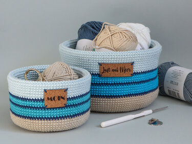 Häkelanleitung Aufbewahrungskörbchen / Utensilo "Meerliebe" - 3 Größen