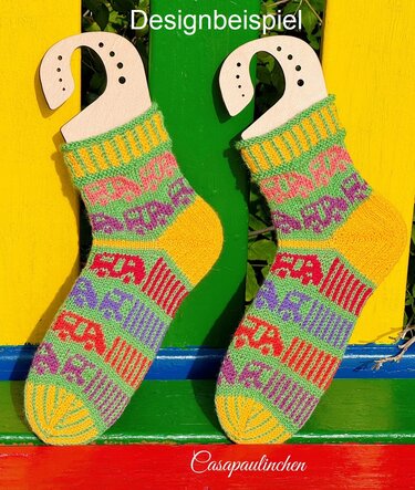 Anleitung Sockenmuster Van-Camp, mit mehreren Fäden - Stricken