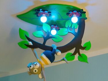 Monkey Ape hanging on lamp - crochet pattern and construction manual in one