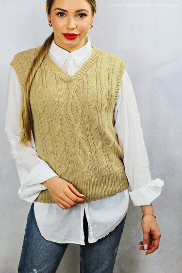 Knitting Pattern for Cable Vest | Sizes S–XXL | Knit Slipover ItalyWool #1
