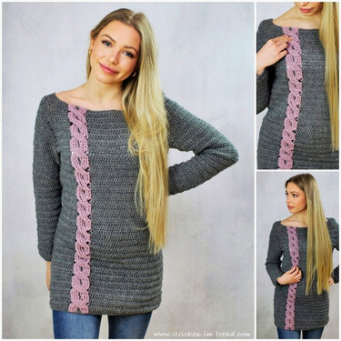 Crochet Pattern – Sweater with Decorative Colour Cable | ItalyWool #6