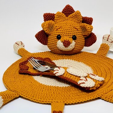 Crochet Pattern Lion Placemat for Baby Table Decor