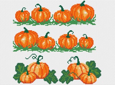 Kreuzstichvorlage Kürbisse für herbstliche Stickereien als PDF und PNG - Sticken