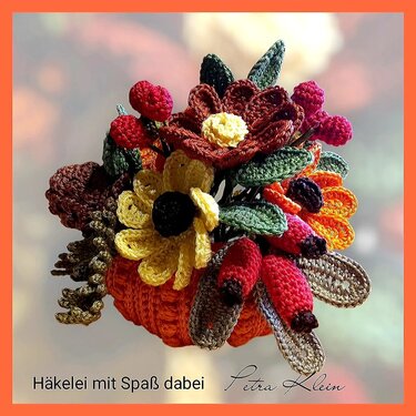 Häkelanleitung / Herbstgesteck mit Kürbisschale - Bild 2