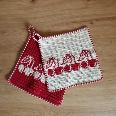 Häkelanleitung Topflappen "Kirschen"