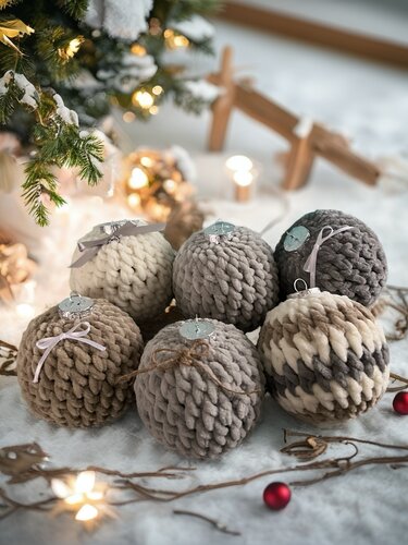 Crochet Pattern Chunky Christmas Balls "Cozyballs No.2", 2 sizes, 2 designs