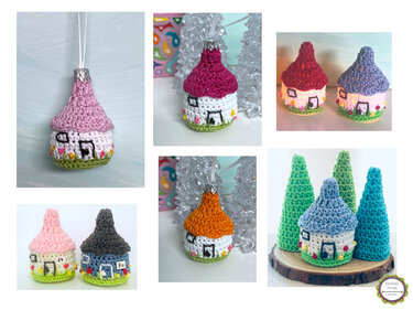 Crochet pattern little cottage house for LED tea light, fairy house decor