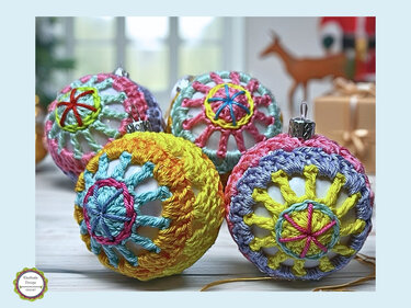 Christmas Baubles "Sunrise Star", Star Pattern, Christmas Ball, Ornament - Crochet