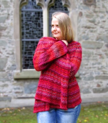 Columbine, Vest & Jacket, Sizes 40 to 58, L to 4XL, Lace, knitting pattern