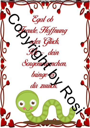 Karten zum Beilegen für Sorgen- und Glückwürmchen - einfach ausdrucken - Basteln