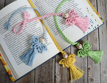 Bookmark Tassel Angel – Gift Ribbon, Pendant, Bag Charm - Crochet