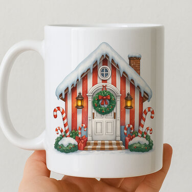 Christmas Candy Cane House – Festive Holiday Illustration PNG - Crafts