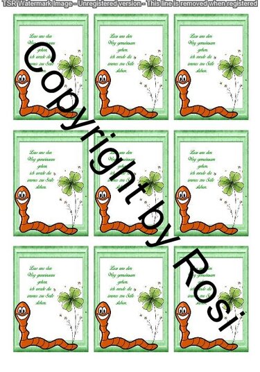 Karten zum Beilegen für Sorgen- und Glückwürmchen - einfach ausdrucken - Basteln