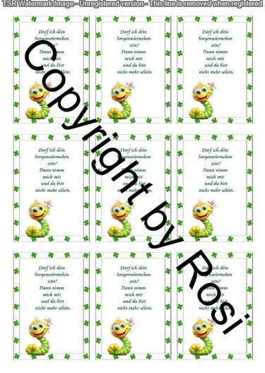 Karten zum Beilegen für Sorgen- und Glückwürmchen - einfach ausdrucken - Basteln